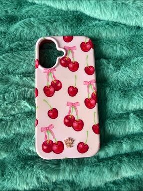 Pink Cherry Print Phone Case iPhone 16
